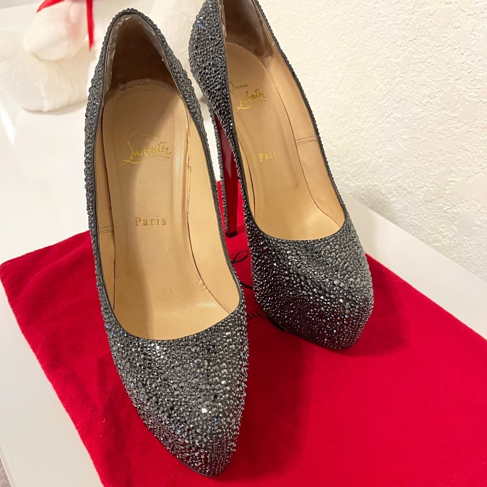 Christian Louboutin Daffodil’s leather heels with Swarovski